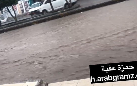فيديو اثناء المطر شارع العدين - اب- اليمن